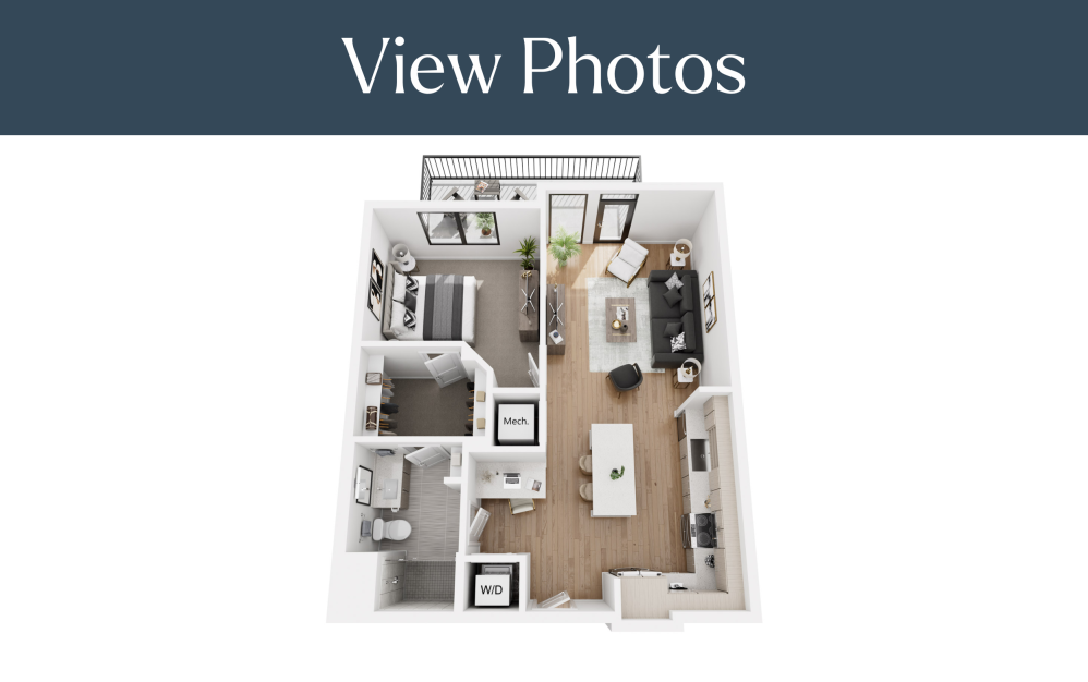 1BR A  - 1 bedroom floorplan layout with 1 bathroom and 778 - 834 square feet