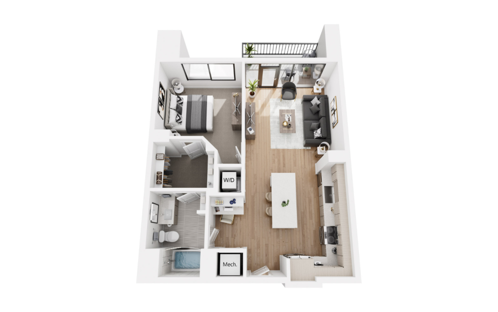 1BR 2  - 1 bedroom floorplan layout with 1 bathroom and 813 square feet (Floor 2)