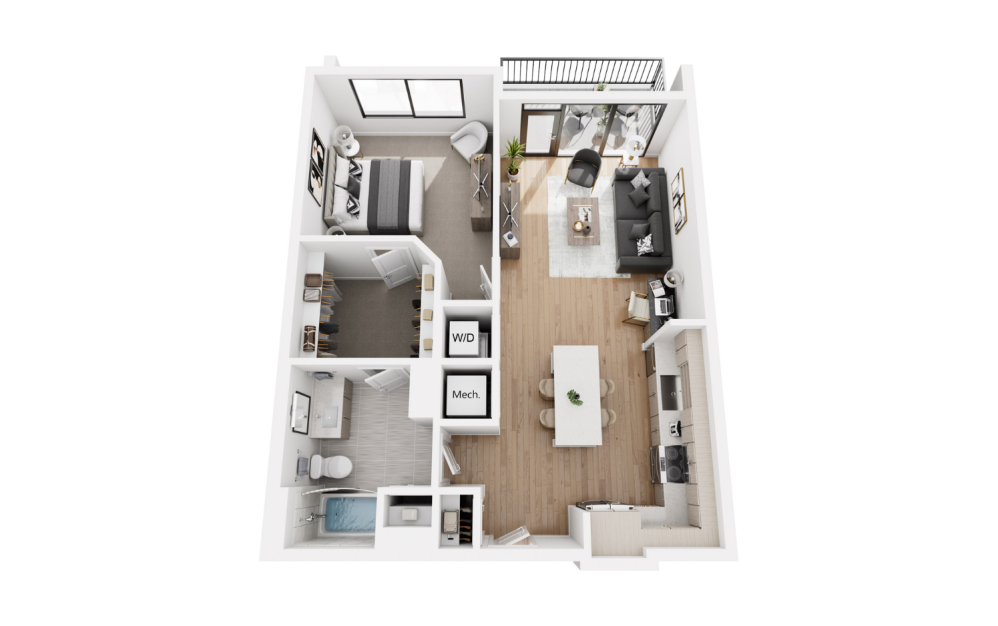 1BR  7  - 1 bedroom floorplan layout with 1 bathroom and 829 square feet