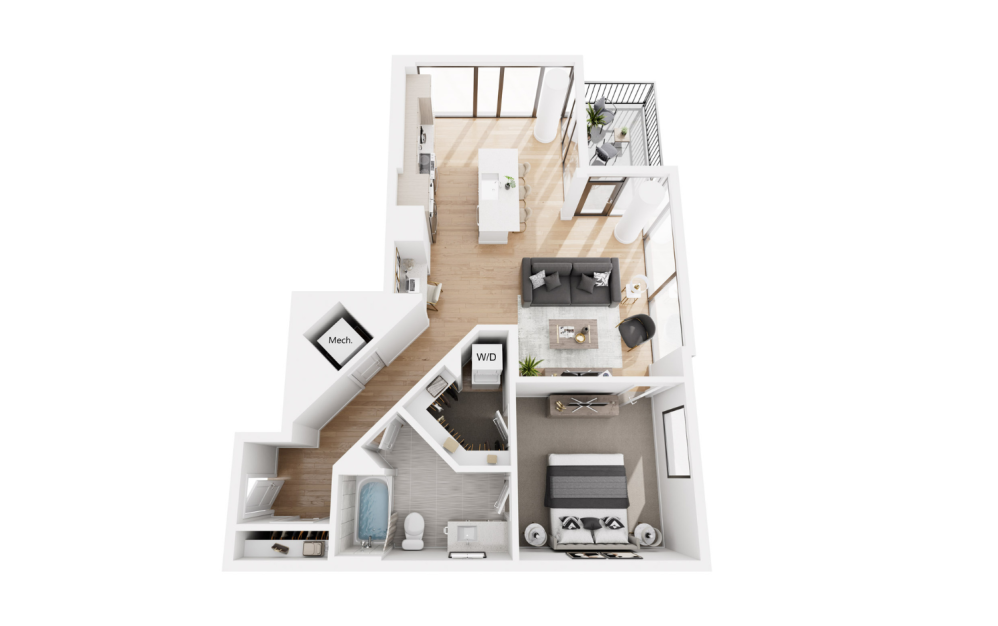 1BR 8  - 1 bedroom floorplan layout with 1 bathroom and 927 square feet