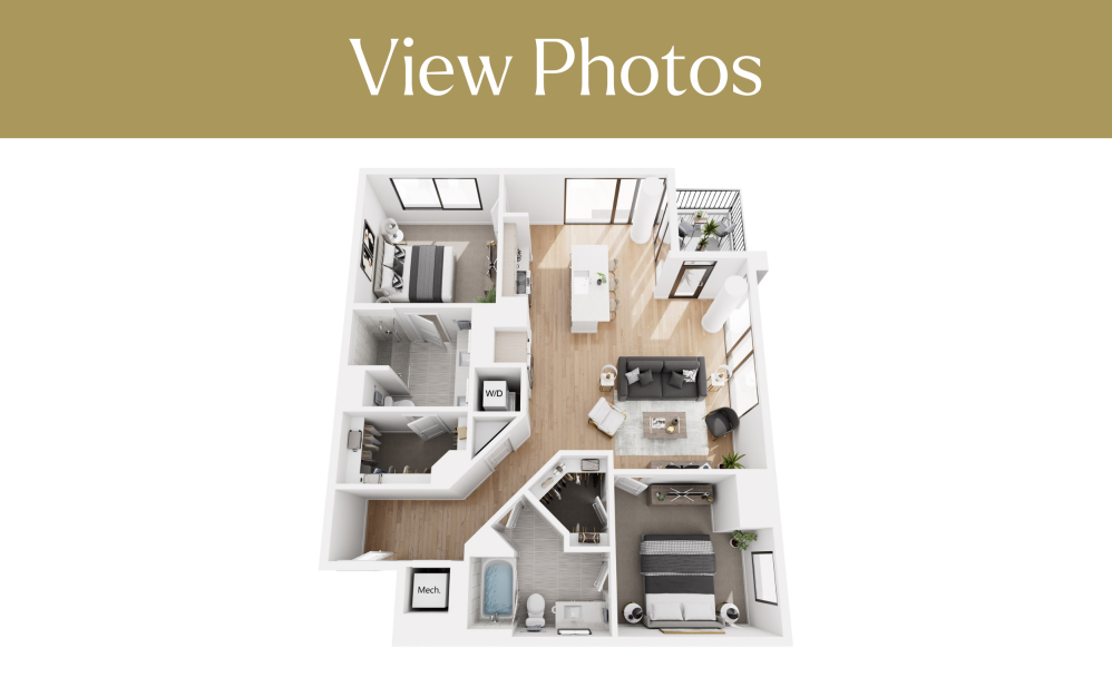 2BR  1  - 2 bedroom floorplan layout with 2 bathrooms and 1320 square feet